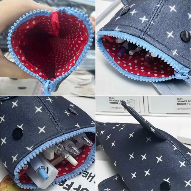 sunaeset Shark Small Pencil Case, Large Capacity Pencil Pouch Coin Purse Zipper Pencil Holder Box Marker Organizer Pen Bag, Cute Pencils Special Office Animal Stationery Supplies Bags For Women - Image 5